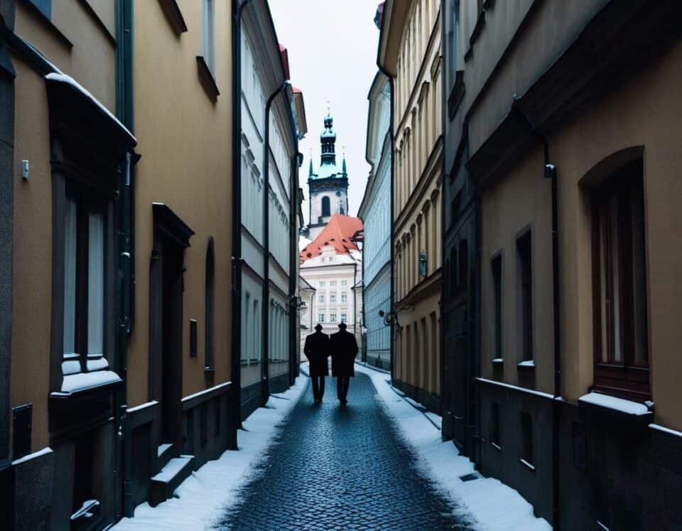 Cold War Prague, The small alleys in the city held hushed conversations, making it hard to tell friend from foe
