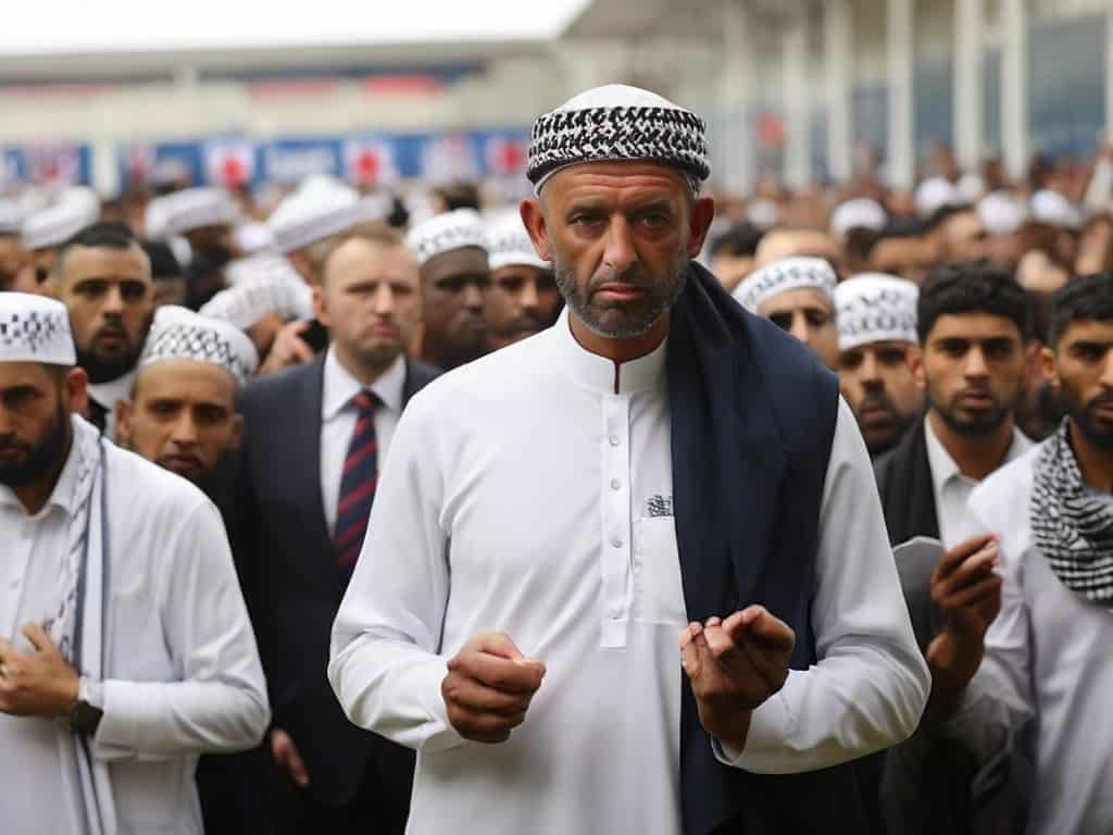 england in all probability next year will not suddenly turn into a mohammedan nation Group of determined men in traditional attire.