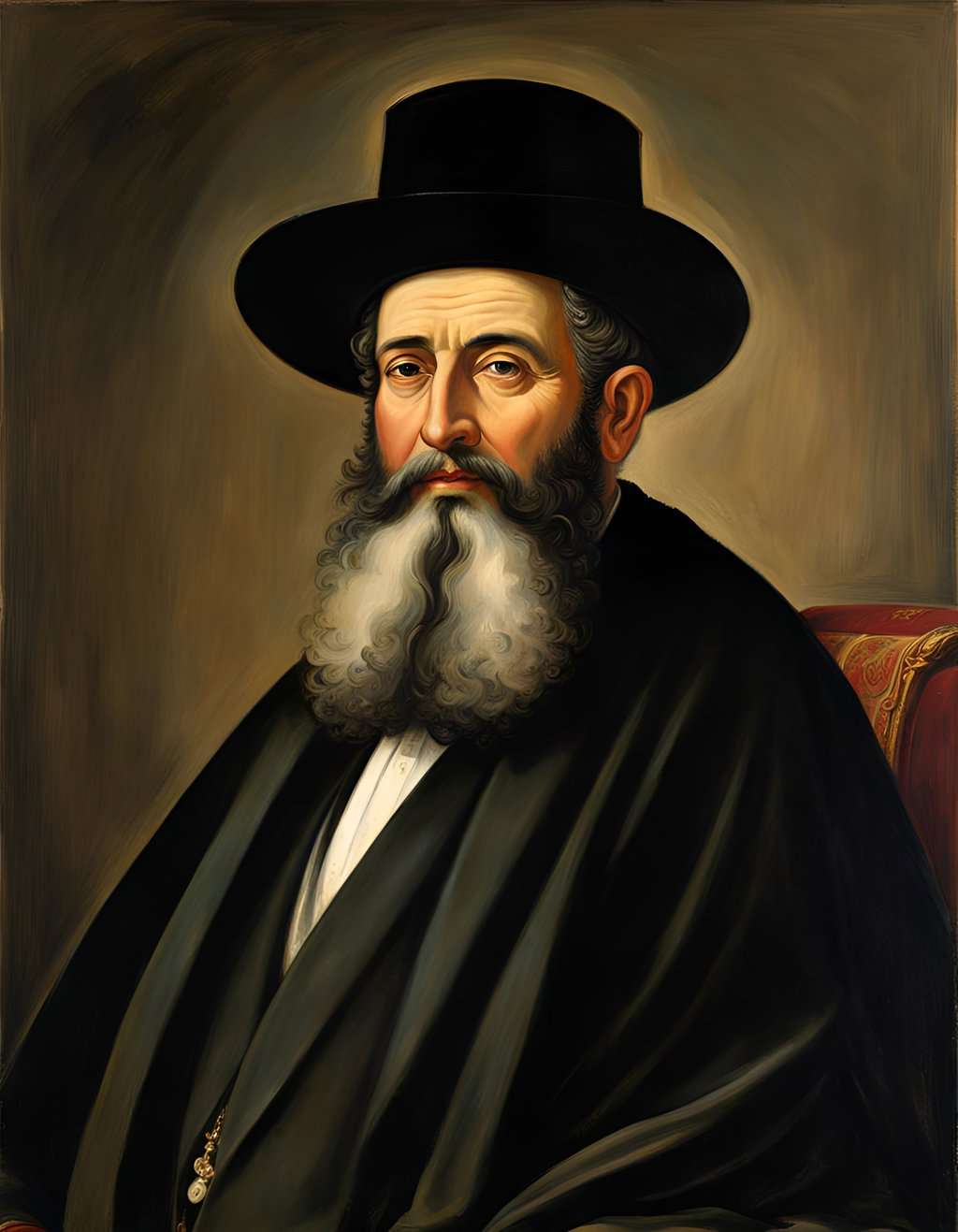 rabbi judah loew ben bezalel Portrait of a gentleman with a top hat and beard.