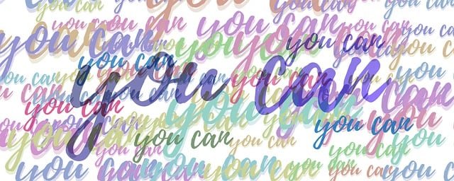 affirmation you can Colorful "you can" repeated text pattern background.