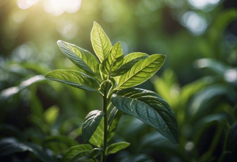 consciousness and health | Young plant with vibrant green leaves in sunlight.