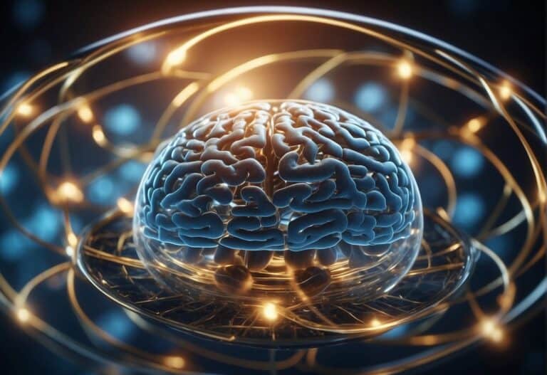 3D digital brain with neural network loops.