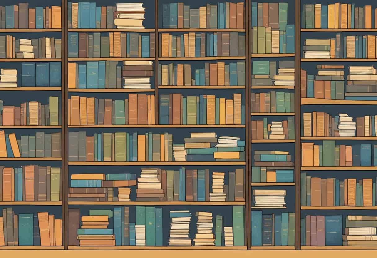 The Credibility of Jane Roberts 9 Credibility of Jane Roberts | Wall of diverse, colorful books on large wooden shelves.