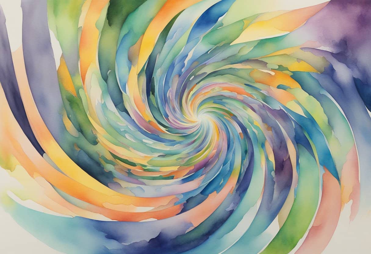 Simultaneous Time and Probable Realities 2 Simultaneous Time and Probable Realities | Colorful watercolor abstract swirl painting.