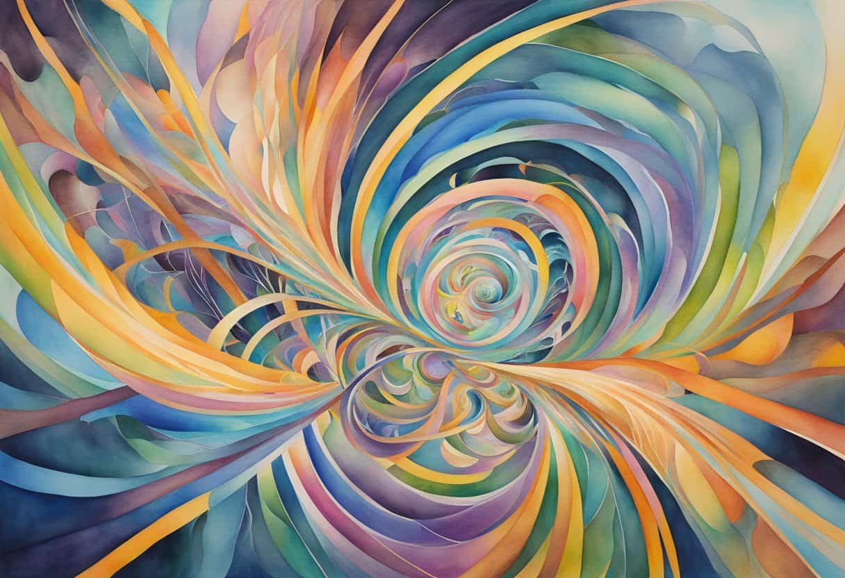 Simultaneous Time and Probable Realities 3 Simultaneous Time and Probable Realities | Colorful abstract spiral painting.