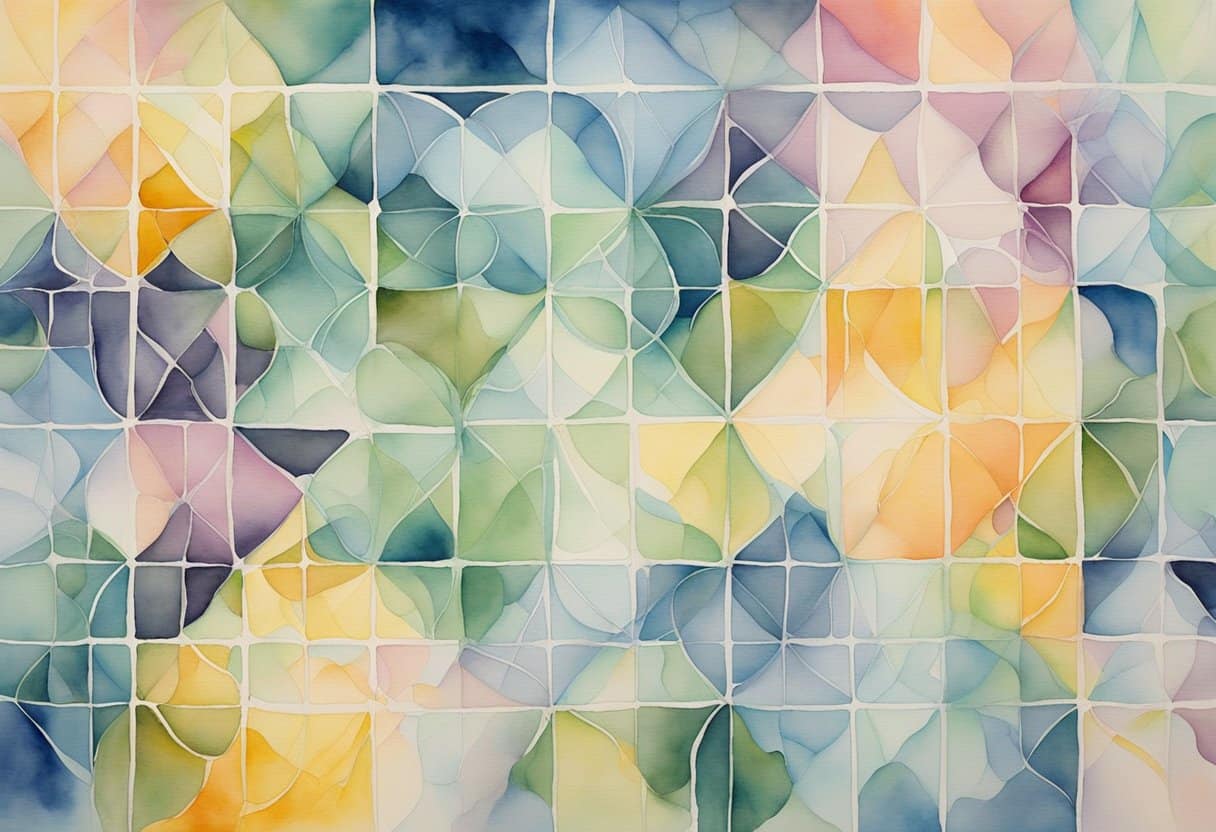 Simultaneous Time and Probable Realities 4 Simultaneous Time and Probable Realities | Colorful abstract watercolor mosaic pattern.