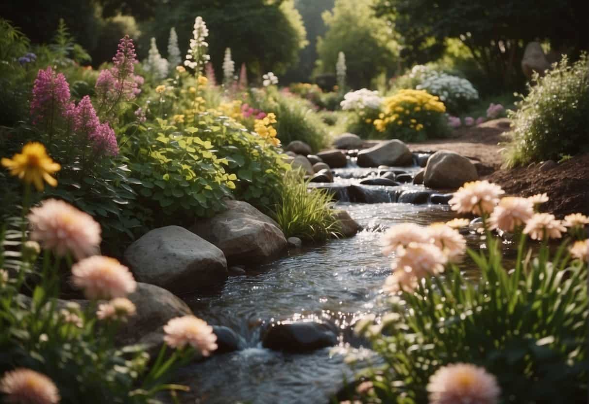 The Three Body Problem 5 The Three Body Problem | Colorful garden flowers blooming by serene stream.