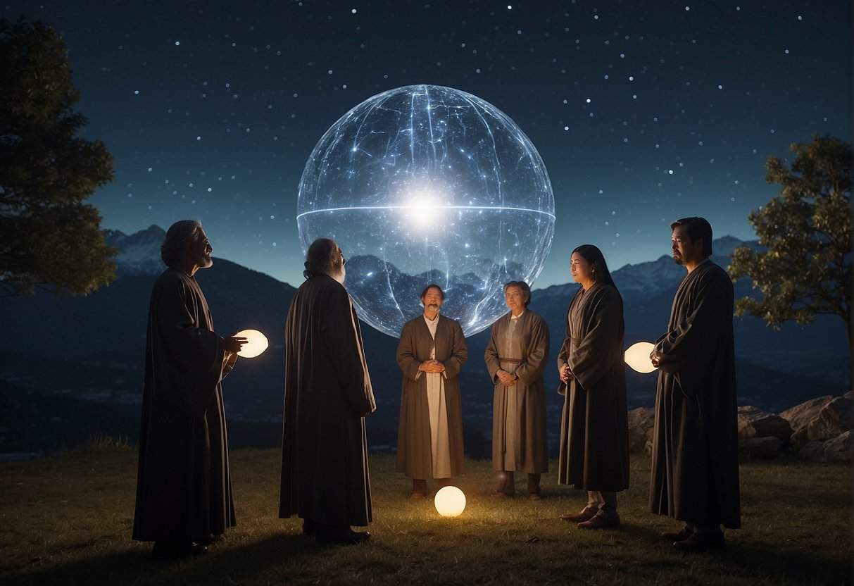 The Three Body Problem 6 The Three Body Problem | People observing mystical orb at night in mountains.