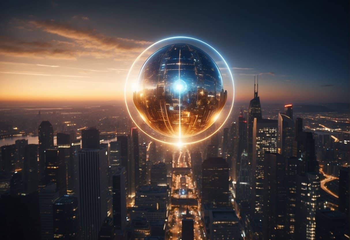 Cerebral Sci-Fi and Mind Travel 1 Cerebral Sci-Fi and Mind Travel | Futuristic cityscape with glowing orb at dusk.