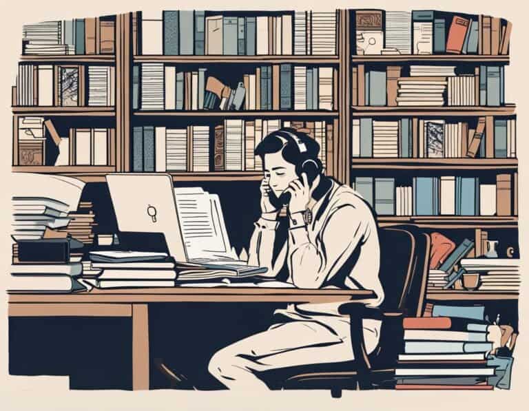 Proactive Approaches for Wellness and Balance | Person studying with headphones in a book-filled room.