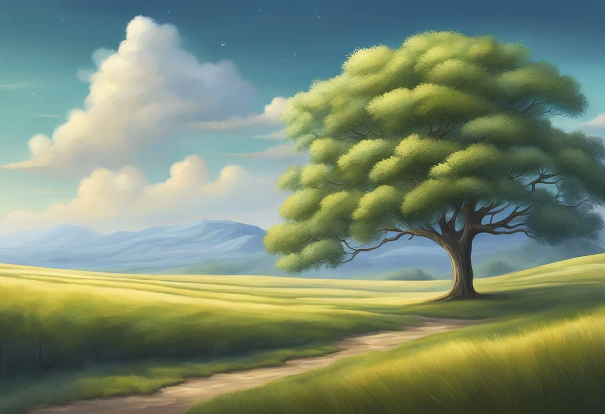 The Meaning of Life 2 The Meaning of Life according to Seth | Lush tree on green hill under blue sky.