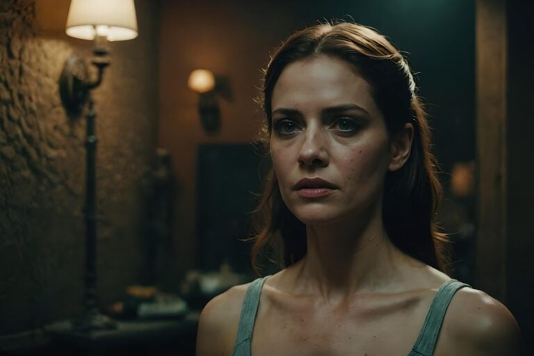 Inner Beauty | Woman in dim room looks concerned.