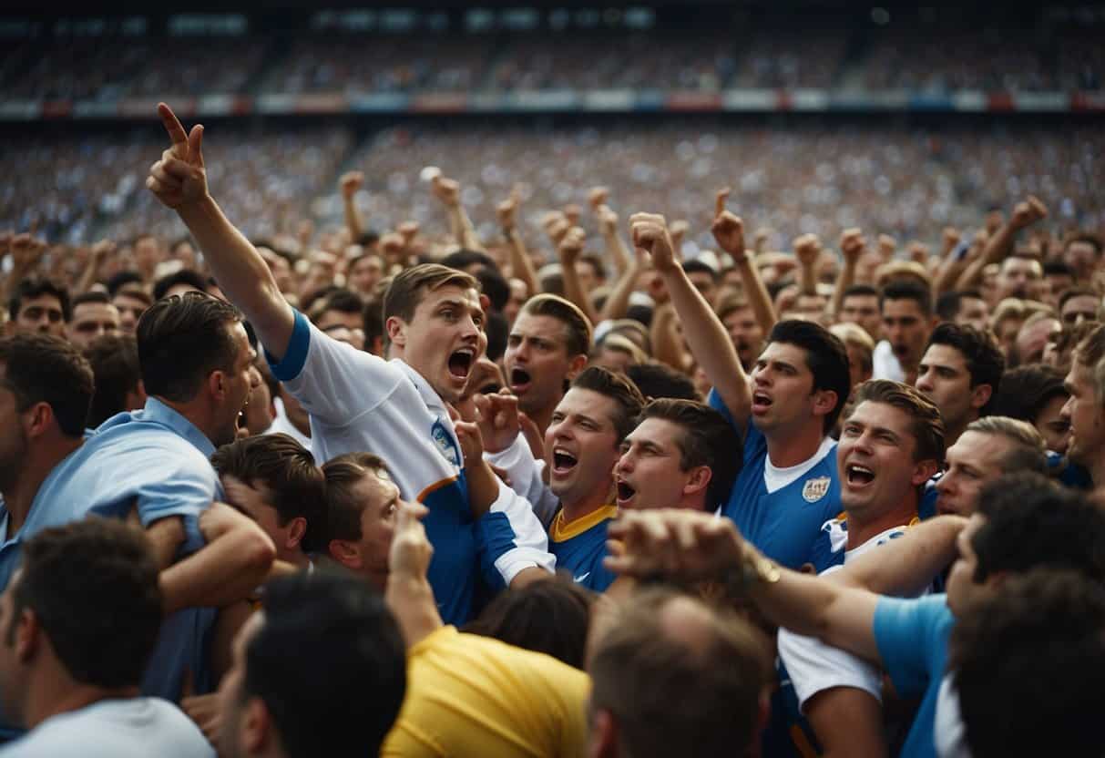 Sports Hooligans | Crowd cheering at a sports event in stadium.