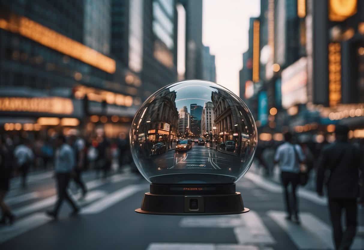 Timeless Wisdom 5 Timeless Wisdom | Crystal ball reflecting busy urban street.
