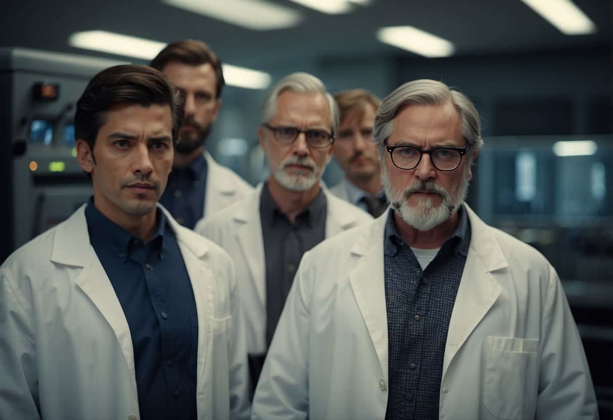 The Extinctionist Movement 2 The Extinctionist Movement | Group of serious male scientists in lab coats