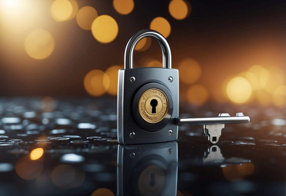 digital identity 2 digital identity | Padlock on keyboard with glowing orange bokeh background