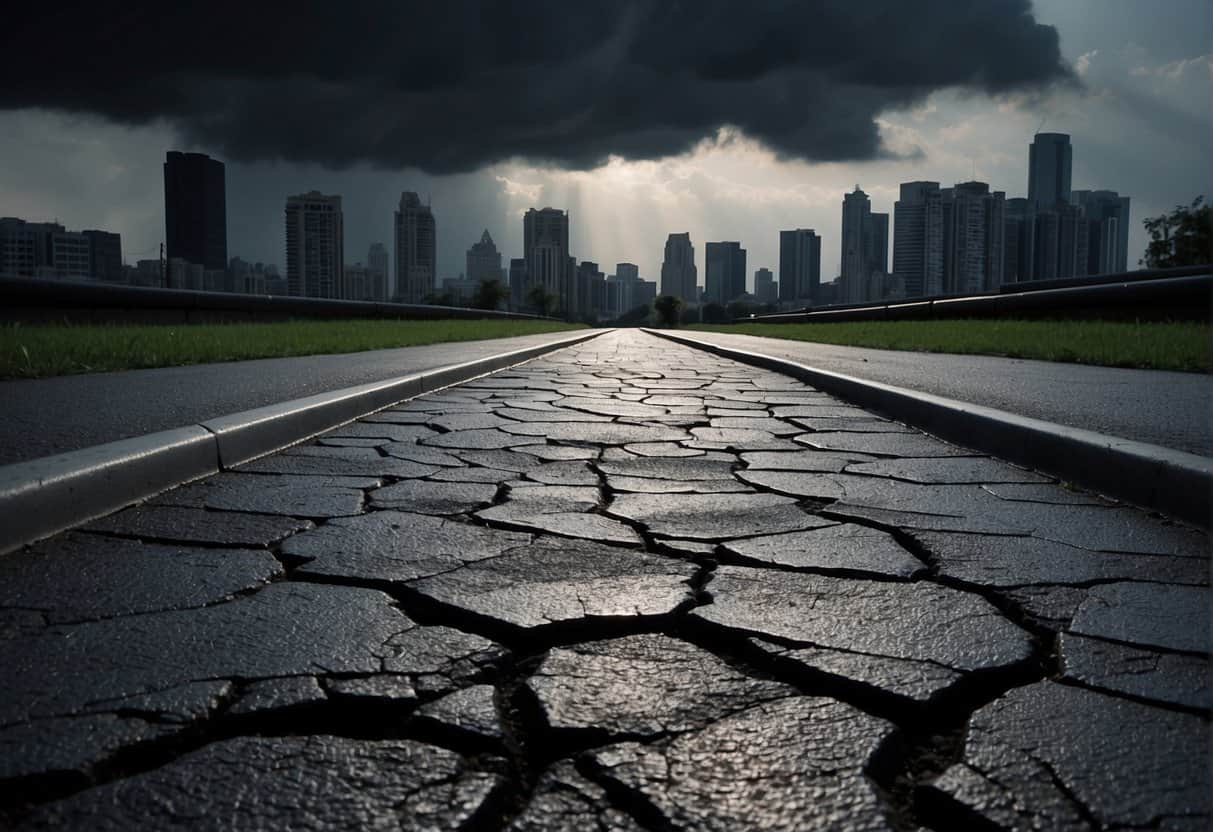 Mental Illness 1 Mental Illness | Cracked road leading to stormy city skyline.