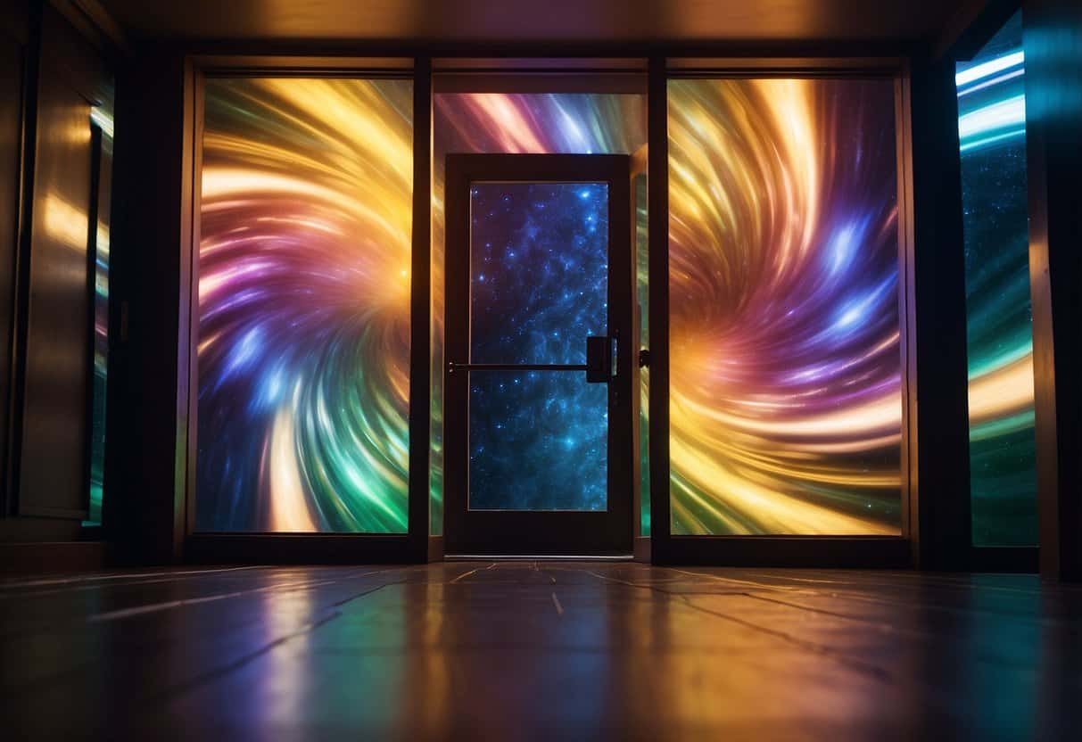 Creativity | Door to vibrant cosmic swirls and starry night