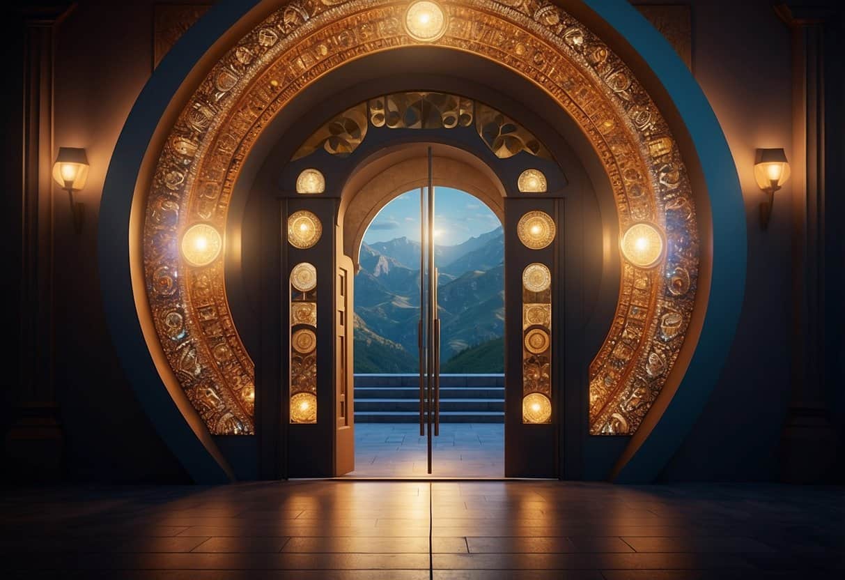 Creativity | Ornate circular doorway opening to mountain view