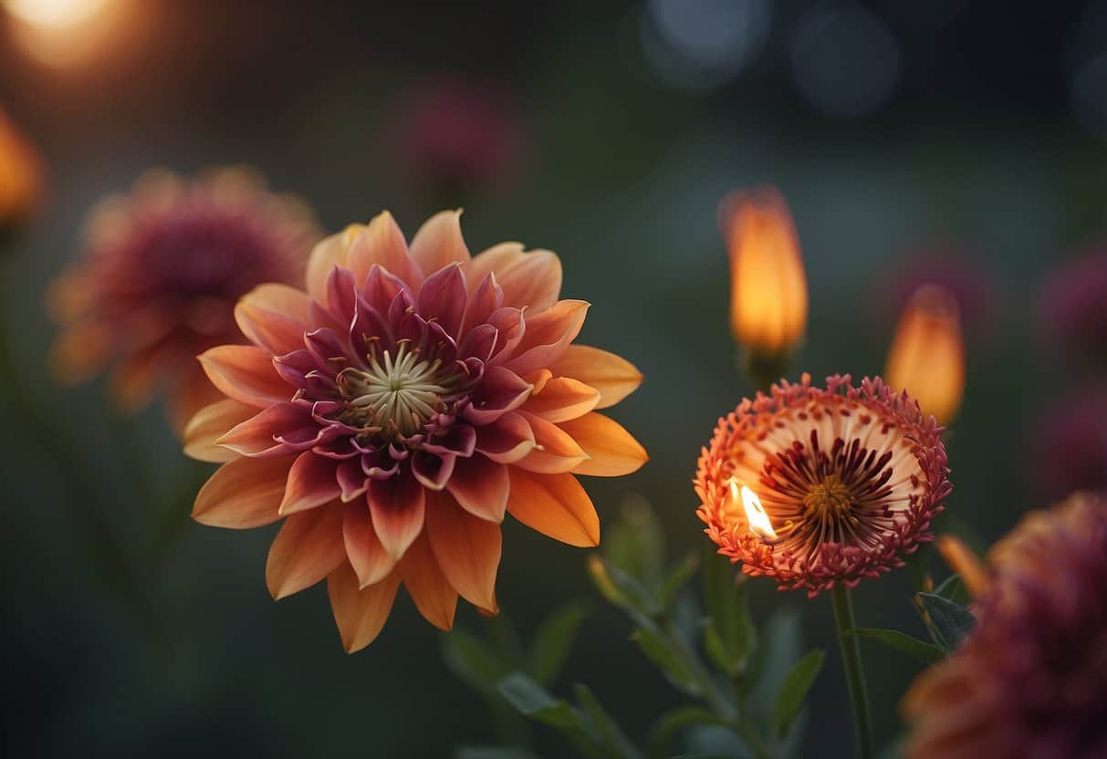 hot and beautiful 2 hot and beautiful | Vibrant orange dahlias at dusk