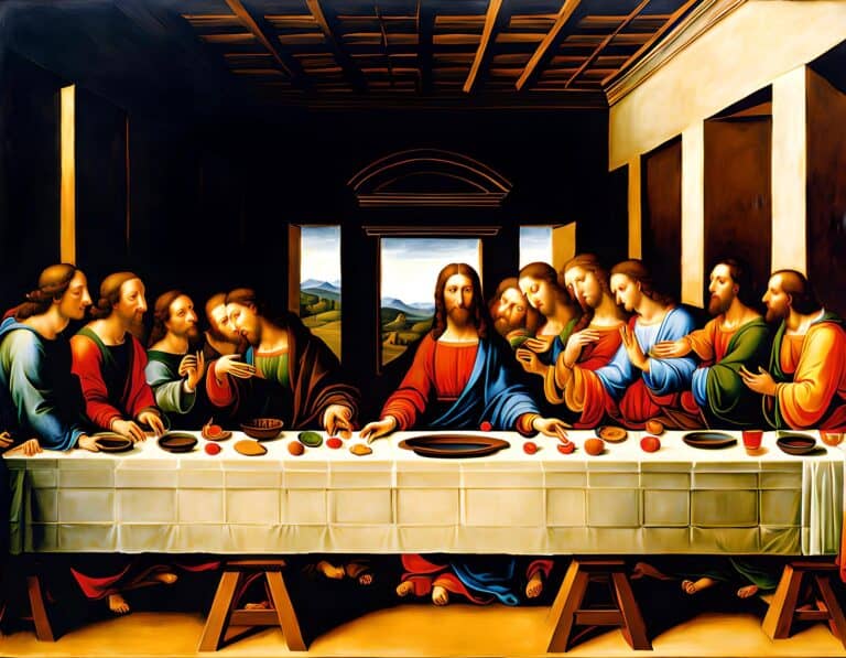 numbers 3, 6, and 9 | Jesus and disciples at Last Supper in stylized artwork