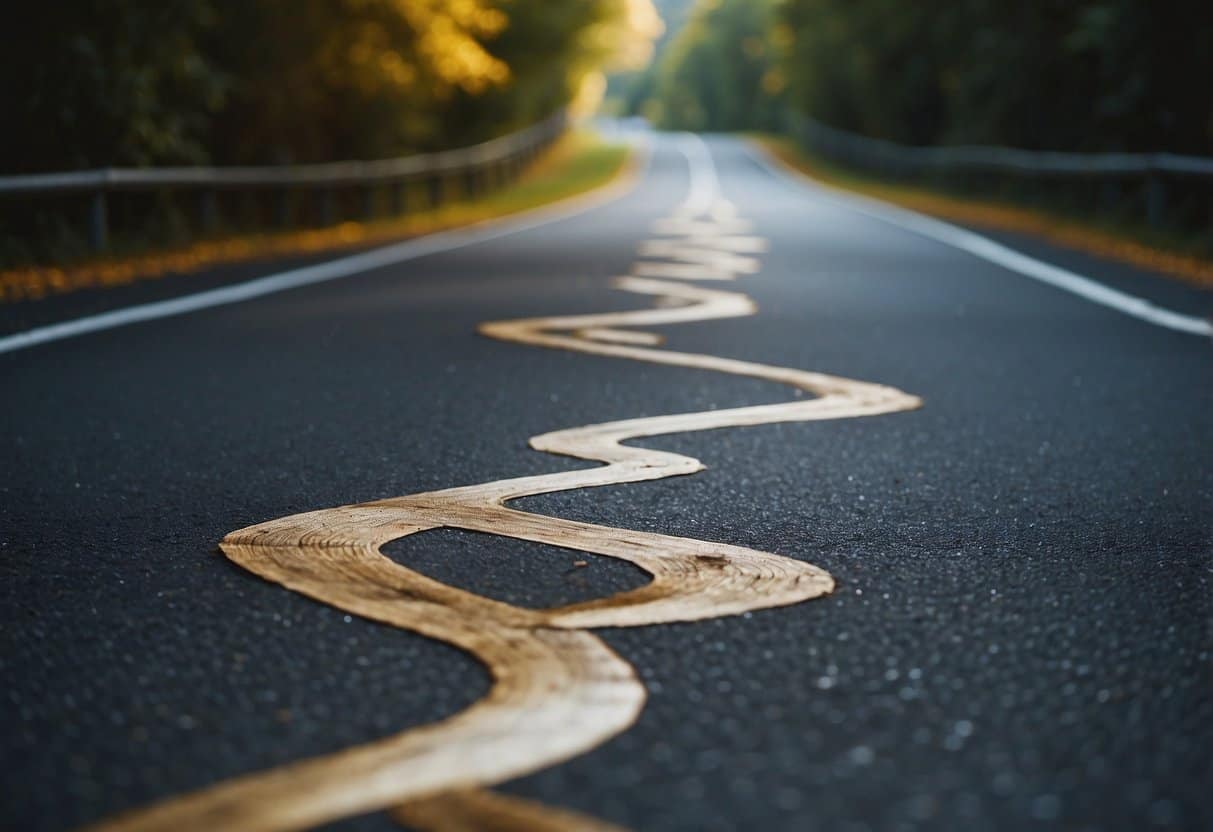 Life’s Challenges 5 Life’s Challenges | Winding wooden patterns painted on a forest road
