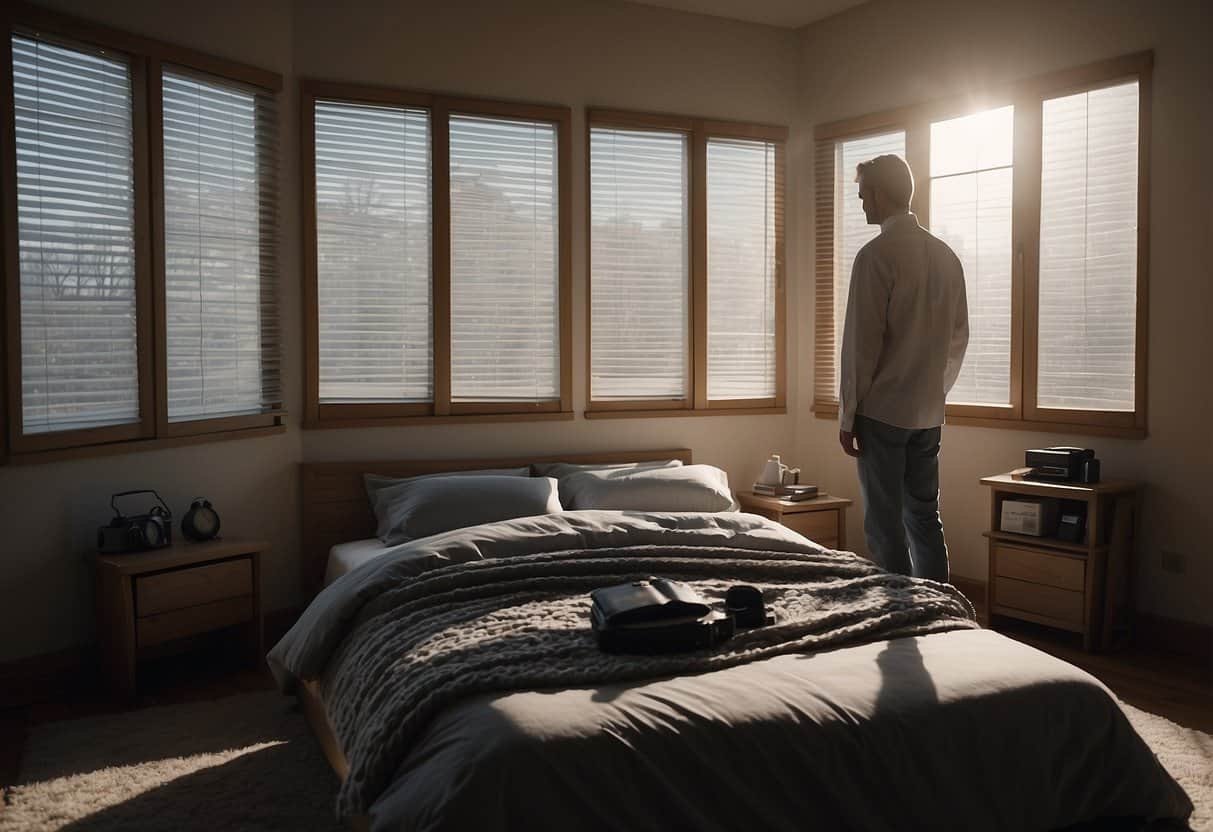 Social Isolation | Man standing by bedroom window in morning light