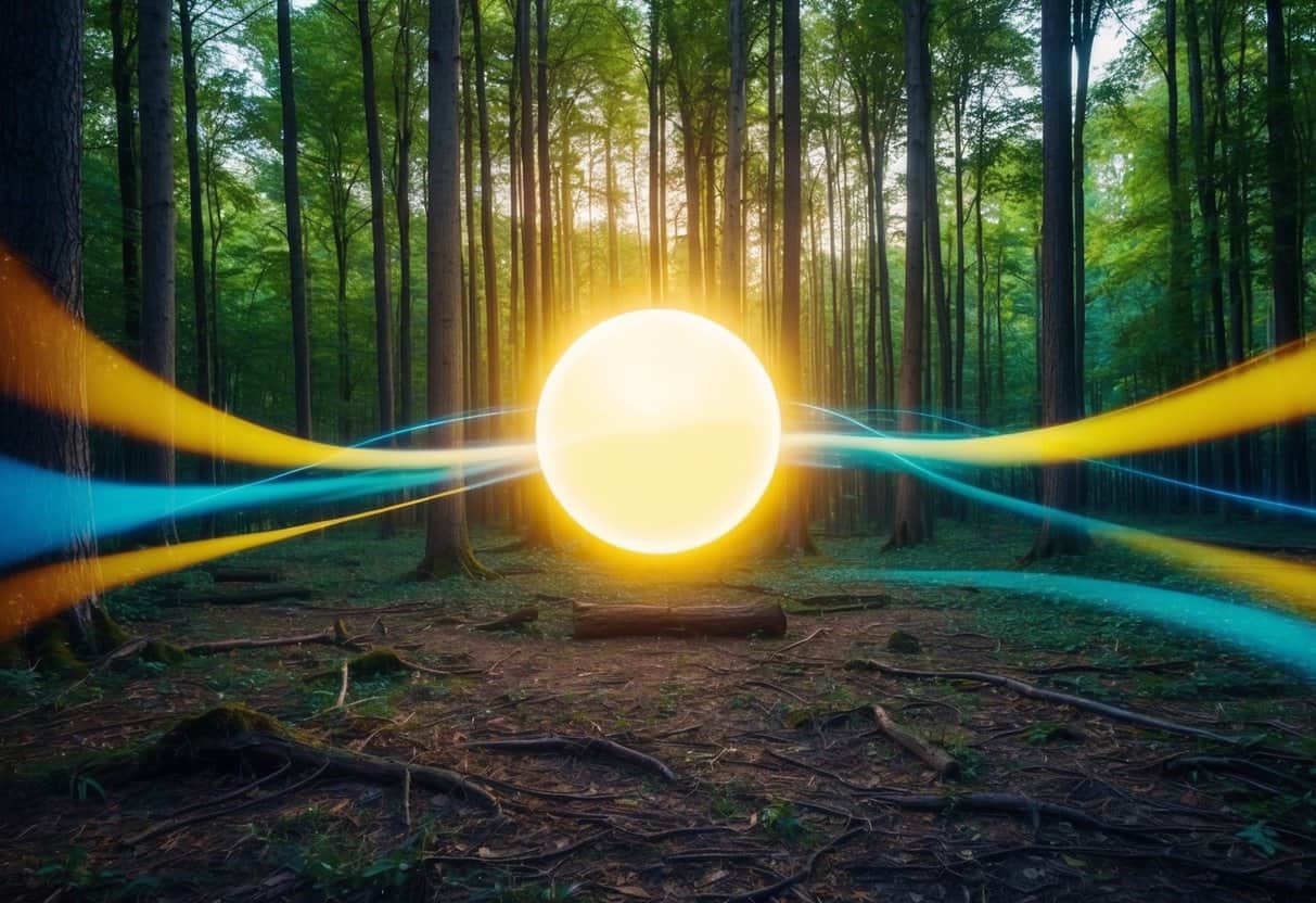 Concept of Thought 4 Concept of Thought | Glowing orb with radiant streaks in forest