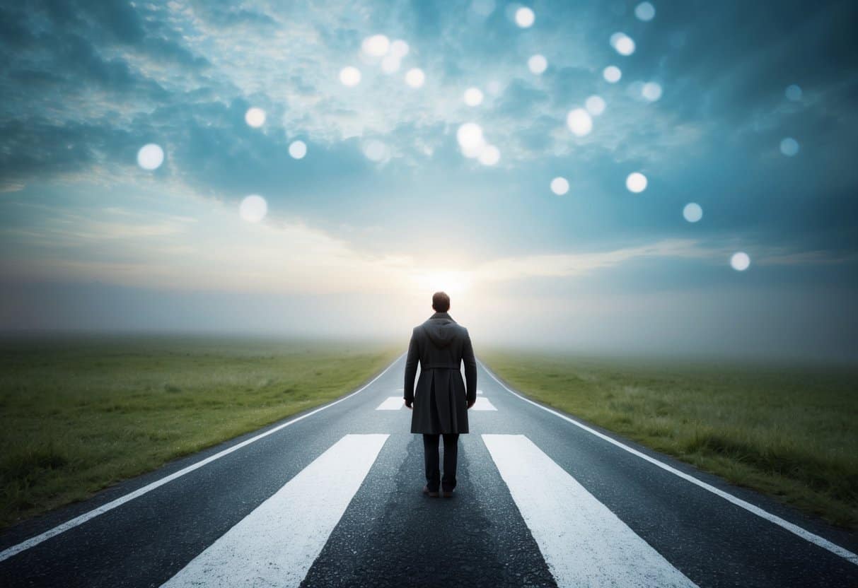 Embrace Risk Regret Less and Live More | Man walking on road towards horizon at dawn