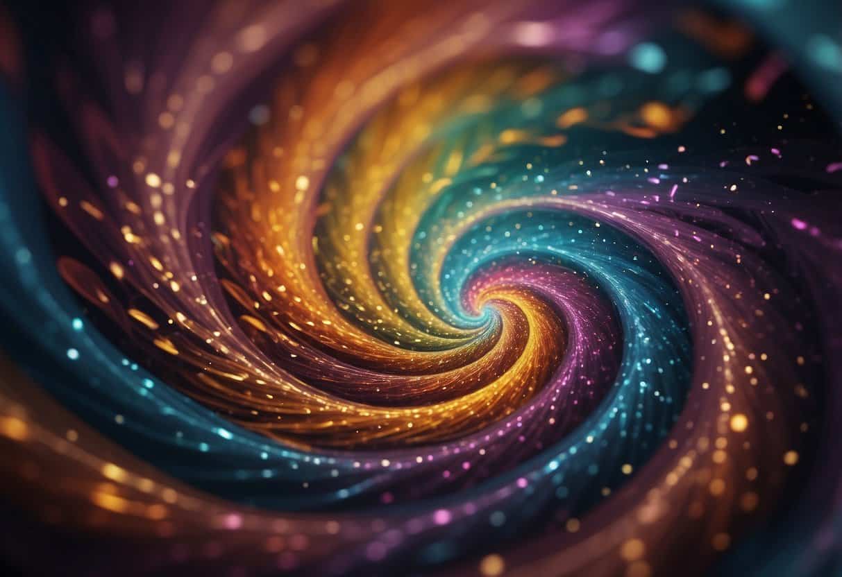 Love Death and Existence 5 Love Death and Existence | Colorful abstract swirling digital art with sparkles