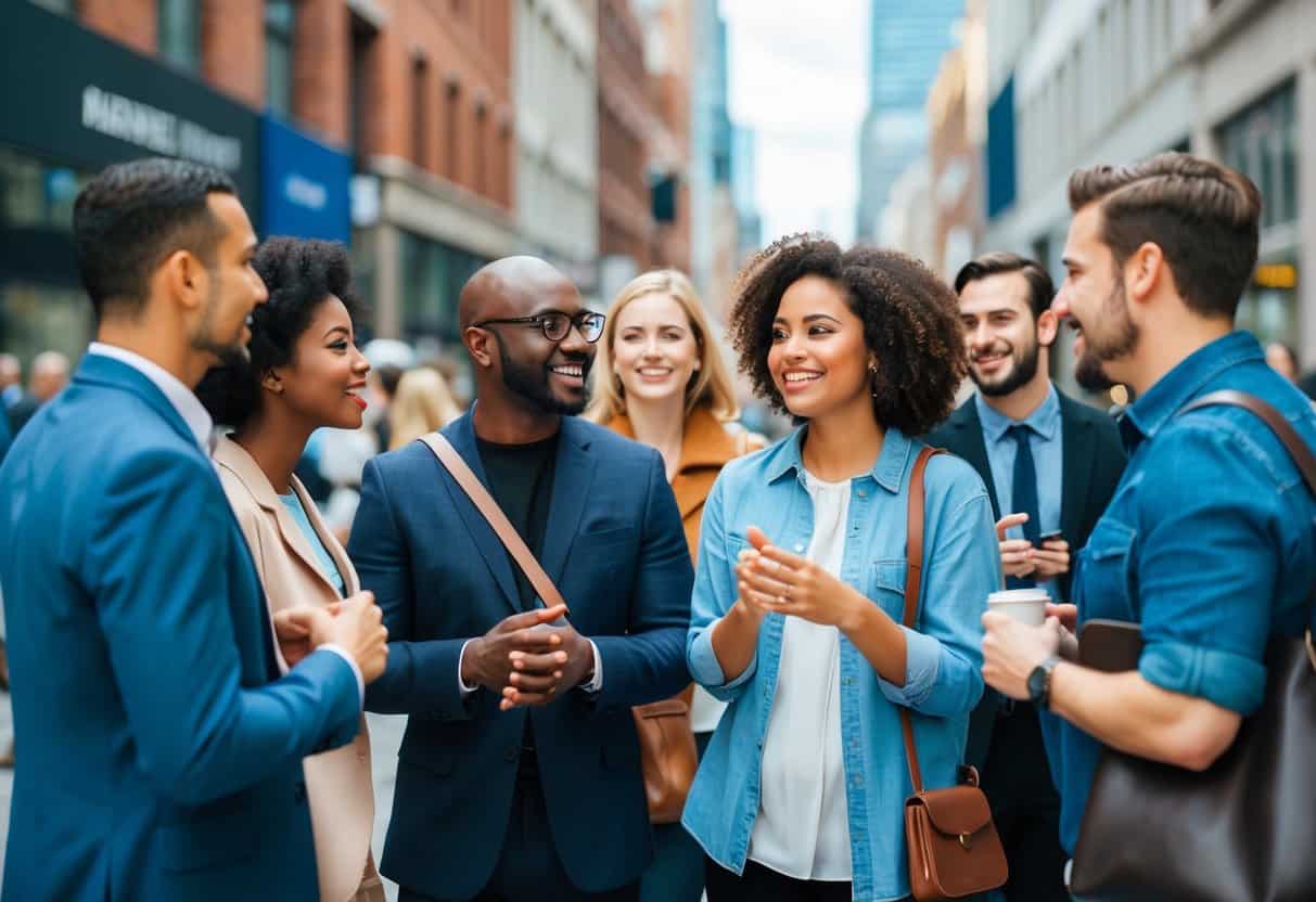 Your Life In A Snapshot 9 Your Life In A Snapshot | Diverse group of professionals chatting happily on city street