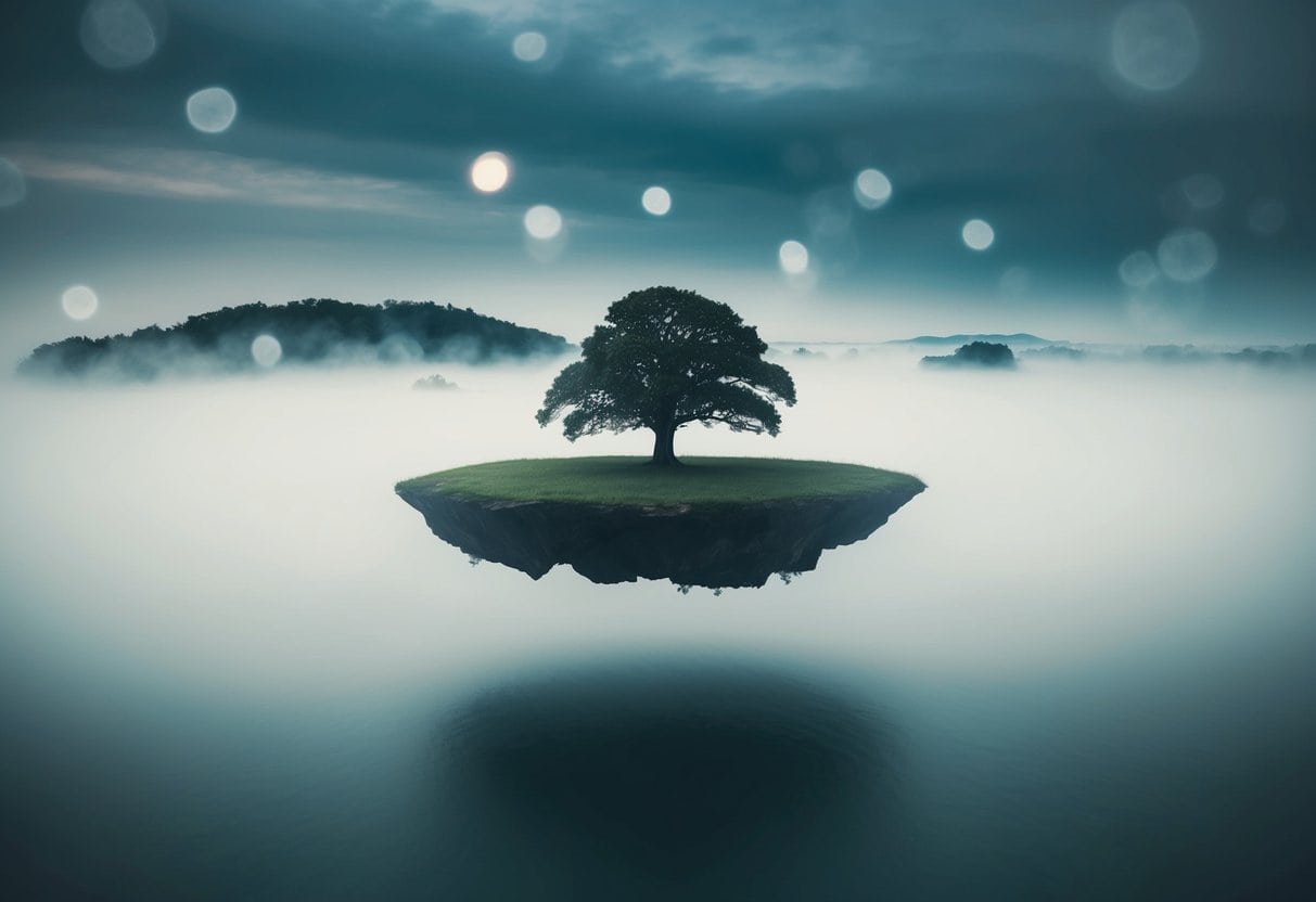 Life is a dream 4 Life is a dream | Floating island with tree in misty ethereal landscape