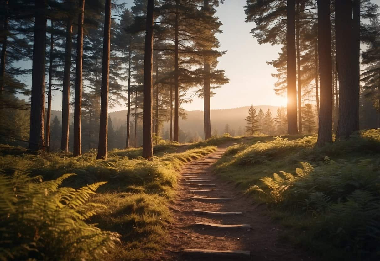Life’s Challenges 2 Life’s Challenges | Sunlit forest path with tall trees and ferns