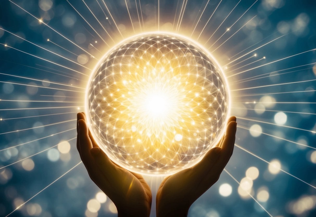 The God Within 6 The God Within | Hands holding glowing energy orb against blue sky