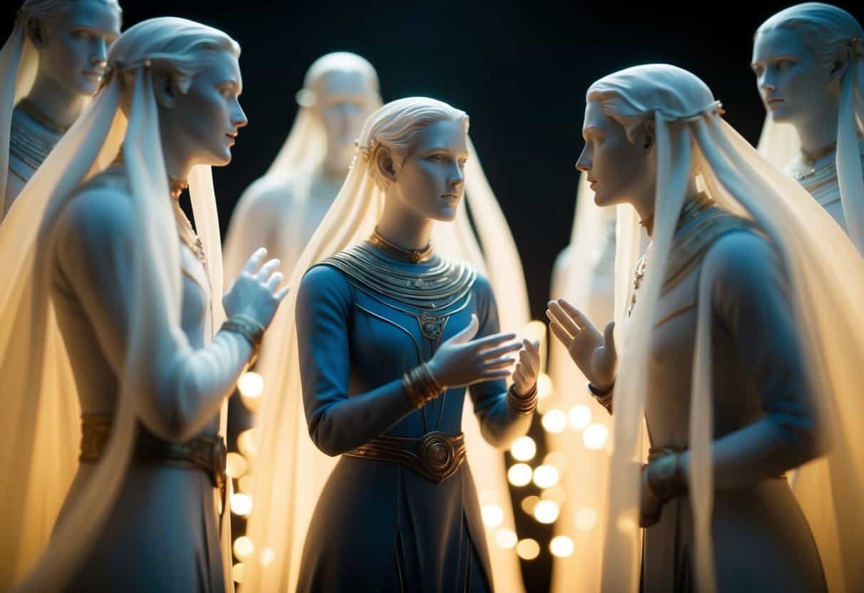 Life After Death 3 Life After Death | Elven figures in discussion with glowing background