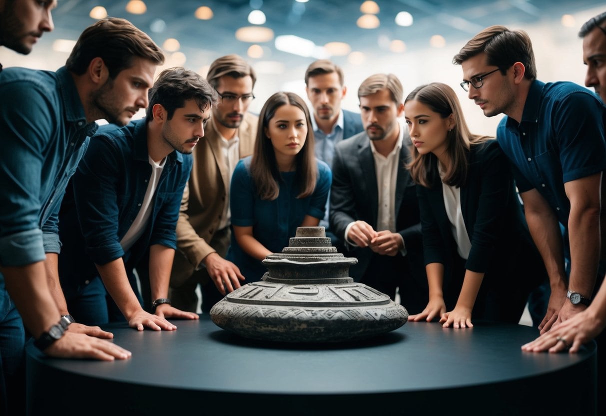 Secret societies and hidden cabals | Team examines ancient artifact in modern office setting