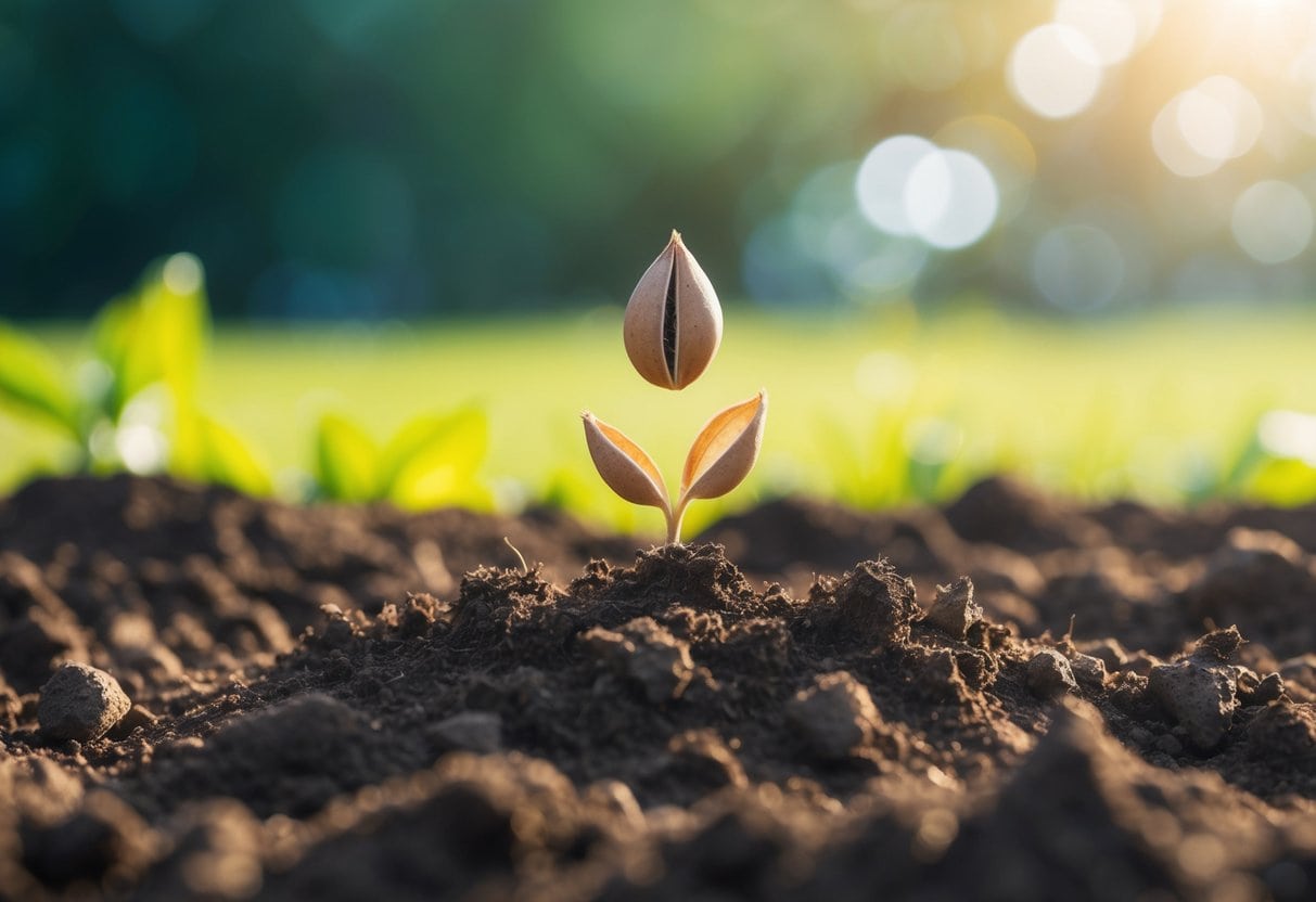Finding Yourself 1 Finding Yourself | Young plant sprouting from soil at sunrise
