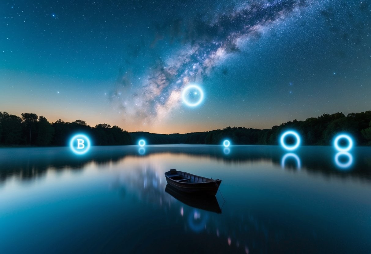 Dreams are messages from the deep 1 Dreams are messages from the deep | Starry night over still lake with illuminated symbols