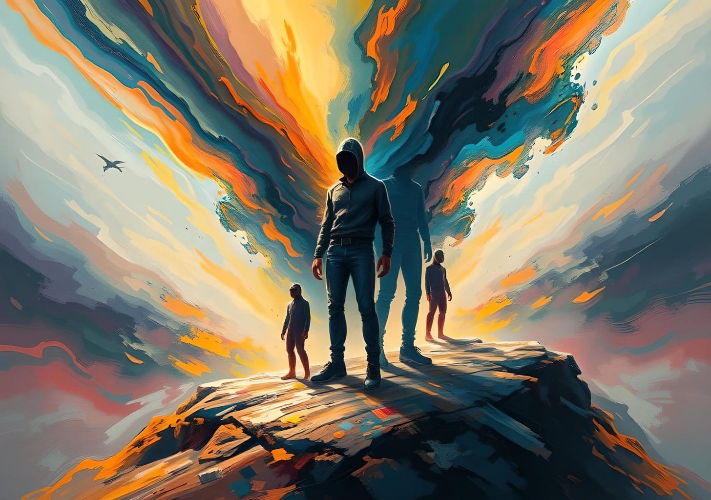 core concepts of seth's teachings - Probable Selves core concepts of seth's teachings | Surreal cliff scene with vibrant sky and figures