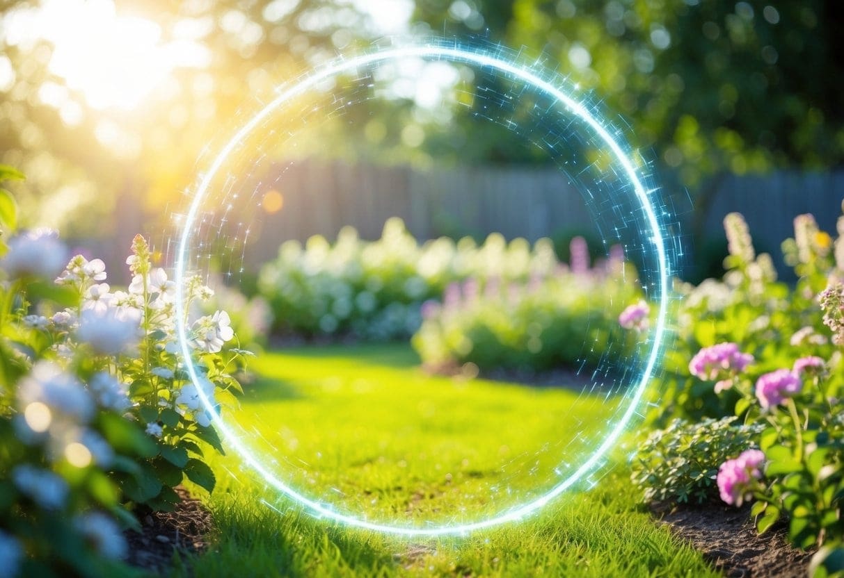 e01faf33 e9b1 4161 8a08 6e20ca255619 Glowing circle over garden at sunset