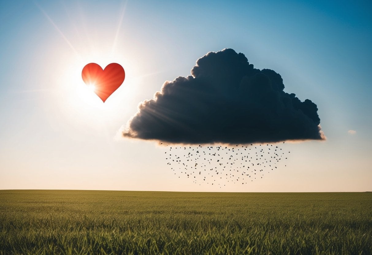 e3b05cc0 a4df 4139 9556 937ec41576f3 Heart-shaped sun above cloud raining on field