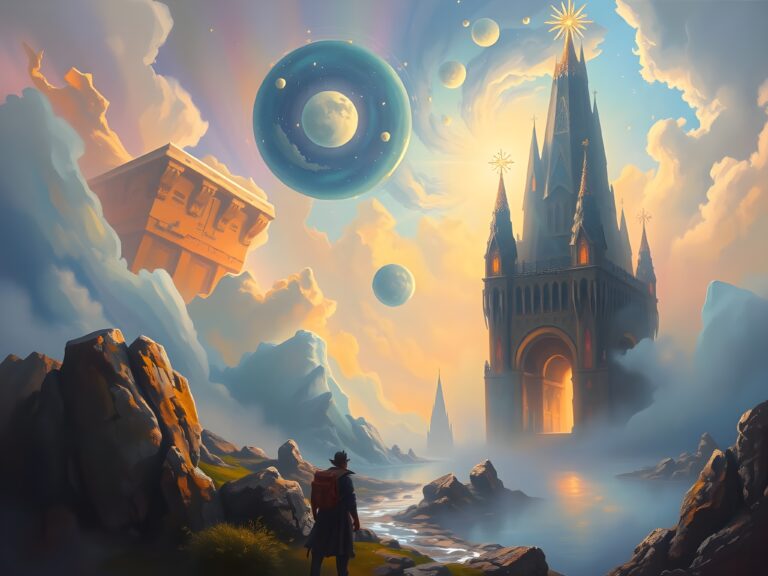 Oversoul Seven Trilogy | Fantasy landscape with floating islands and majestic castle