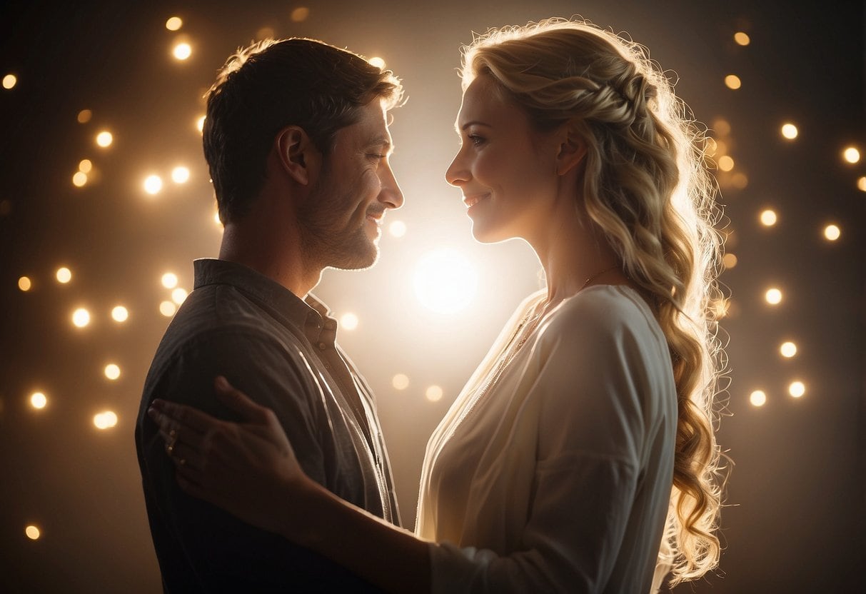 eternal life 6 eternal life | Couple embracing softly under glowing lights