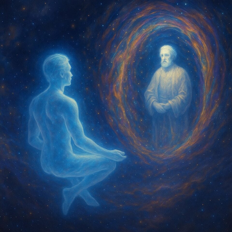 the center of yourself | Surreal art of figures within cosmic swirl