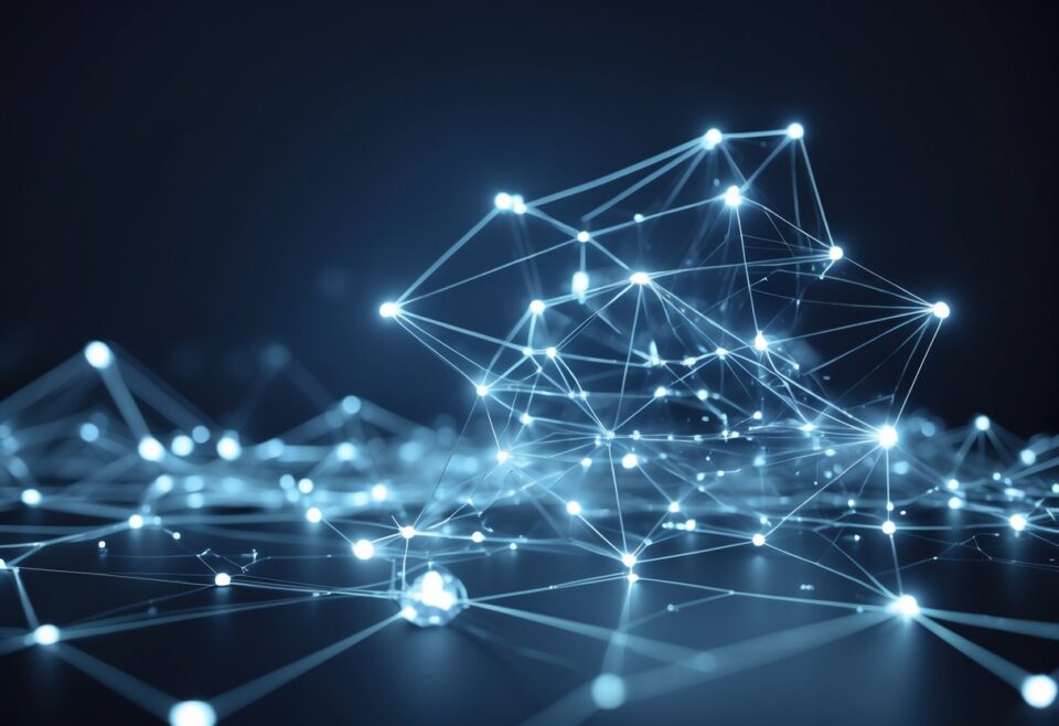 Abstract blue network connections with glowing nodes