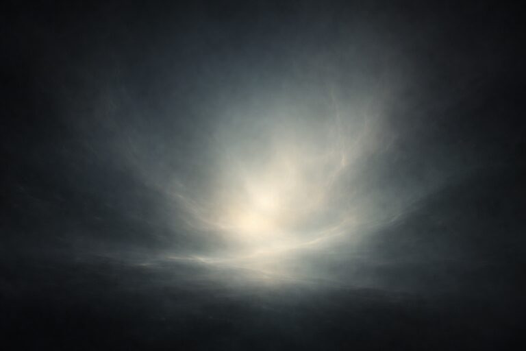 Glowing sun behind dark, swirling clouds